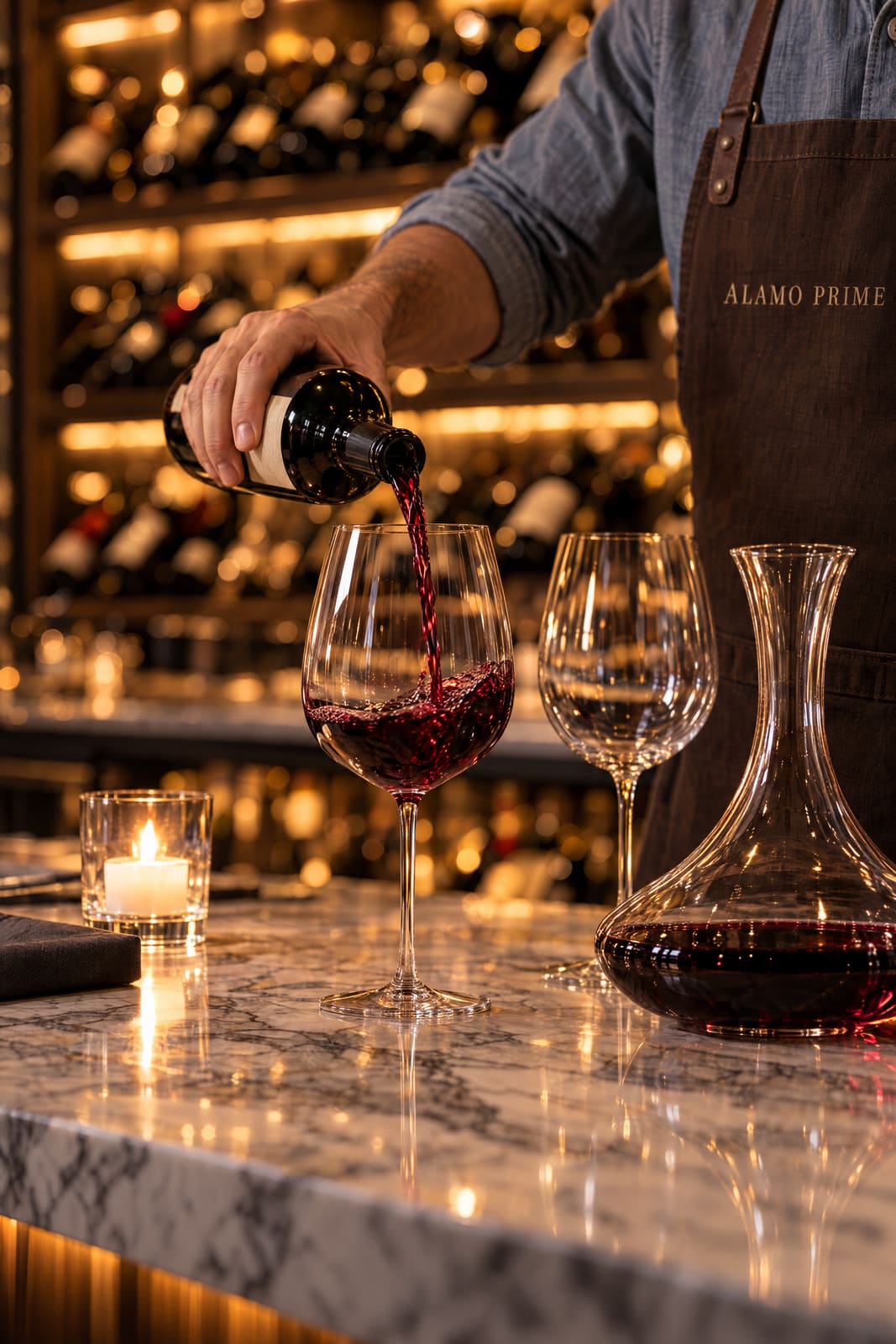 A pour of red at the wine bar.